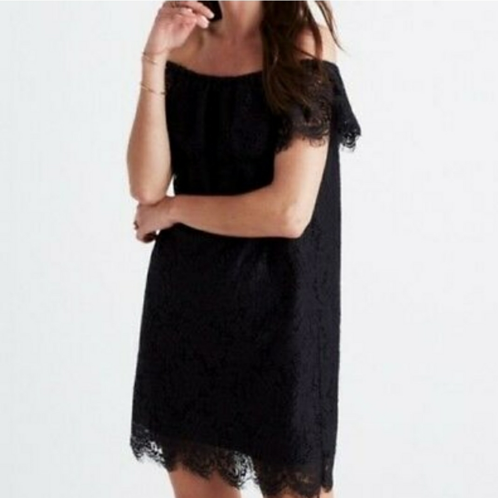 Madewell Off Shoulder Black Lace Dress